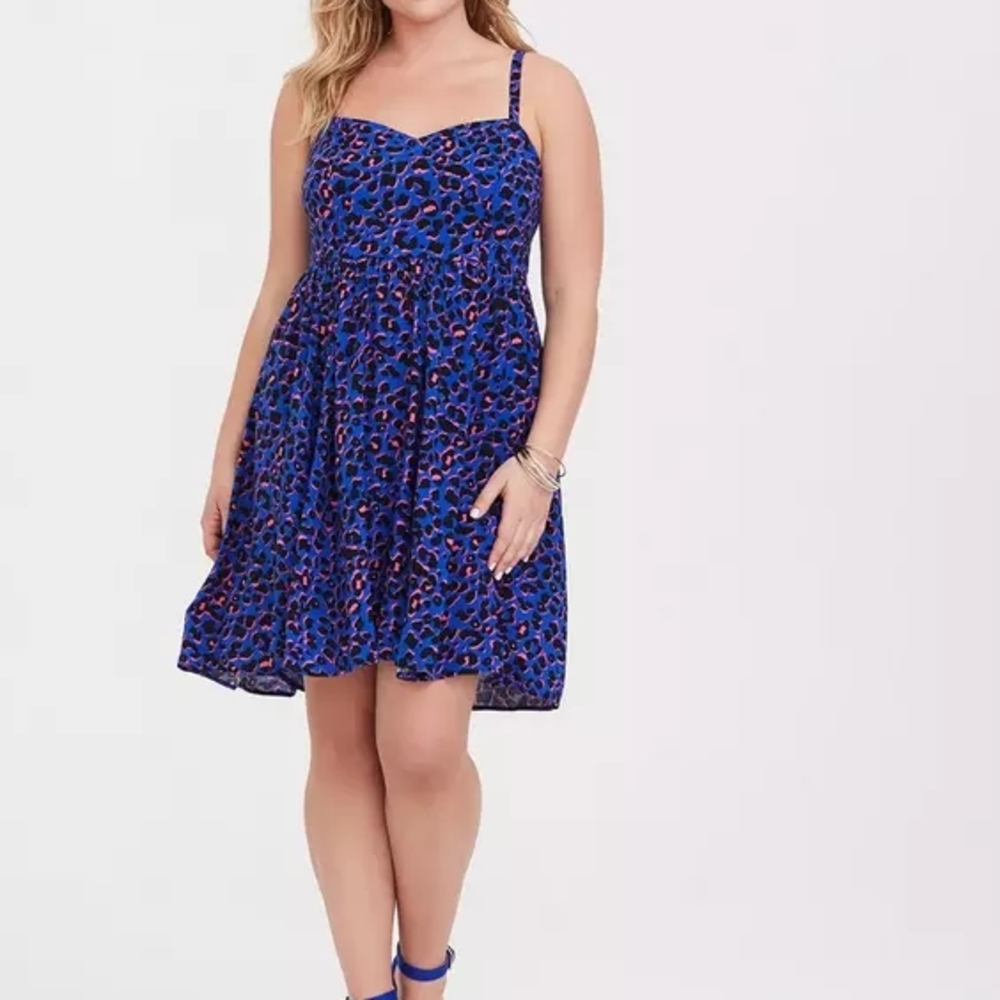 Torrid Blue and Pink Animal Print Mini Dress